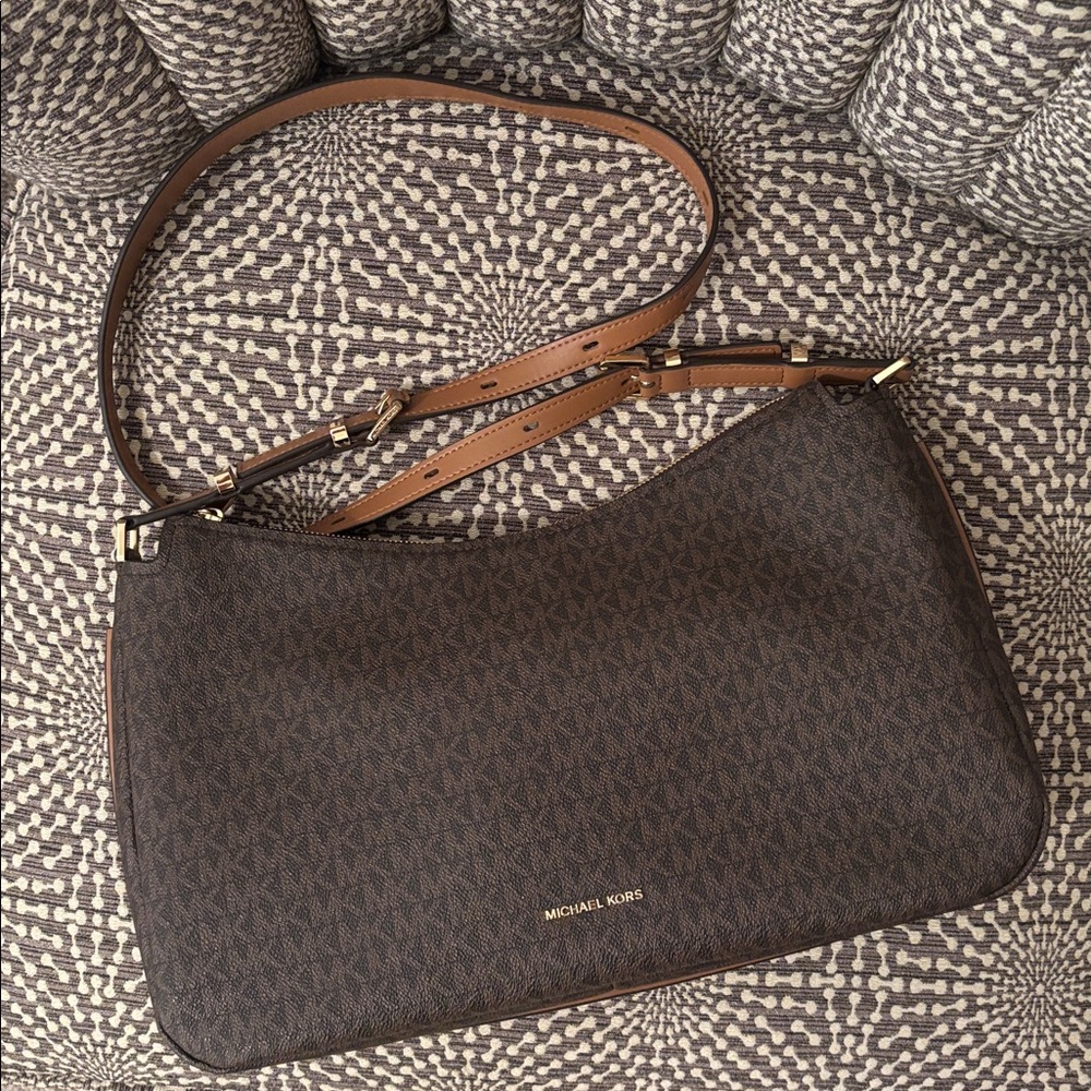 Michael Kors Nolita Medium Top Zip Convertible Shoulder Bag Brown Tan Like New